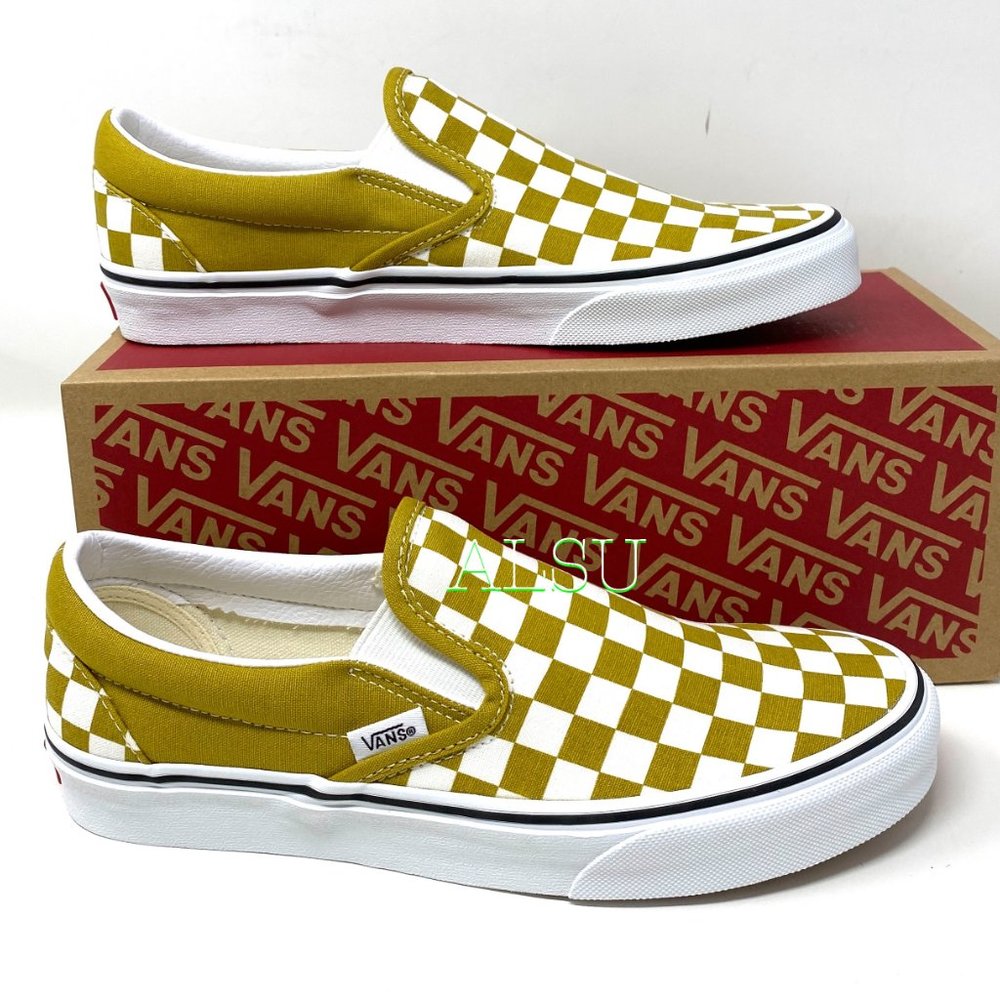 VANS Classic Slip On Checkerboard Olive Oil Sneakers Men's Size VN0A4U381GI - Picture 6 of 10